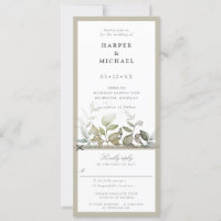 Foliage leaves wedding invite w rsvp attached