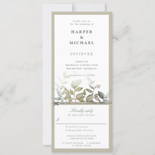 Foliage leaves wedding invite w rsvp attached