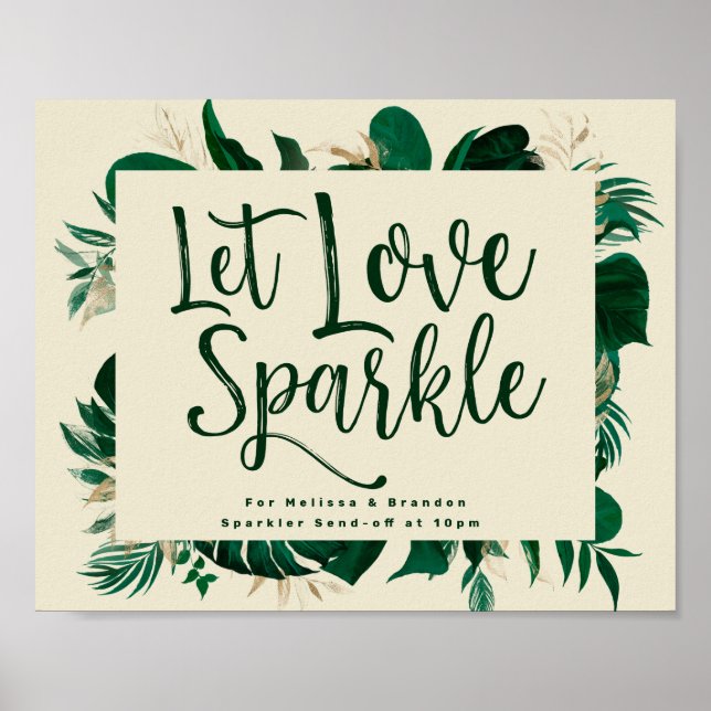 Foliage Let Love Sparkle Newlywed Send-off Sign (Front)