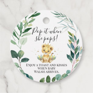 Foliage Lion Crown Baby Shower Pop It  Favor Tags