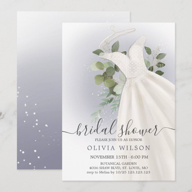Foliage Mariage robe nuptiale douche Invitation (Devant / Derrière)