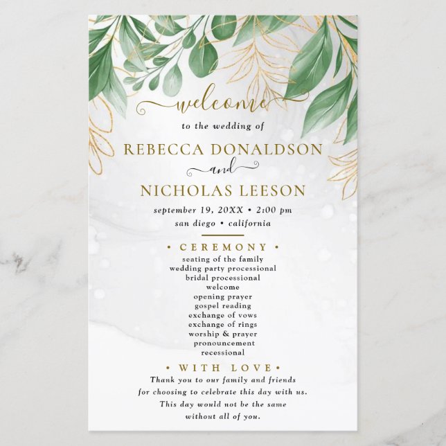 Foliage Minimal Wedding Program (Front)