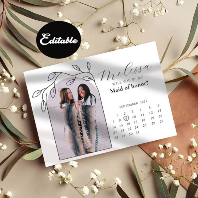 Foliage Modern Arch Bridesmaid Proposal Card (Creator Uploaded)