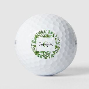 Foliage Monogram Wedding Gift Names Custom Golf Balls