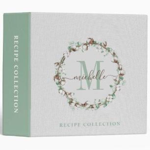 Foliage Monogram Wreath Faux Linen Binder