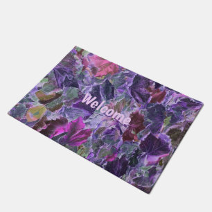 Foliage Purple Leaves Pattern Welcome Doormat