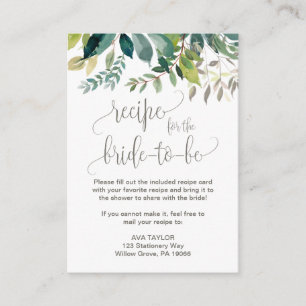 Foliage Recipe for the Bride-To-Be Insert Card