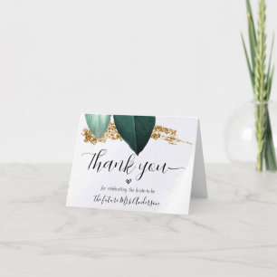 Foliage Script Bridal Shower Thank You Card