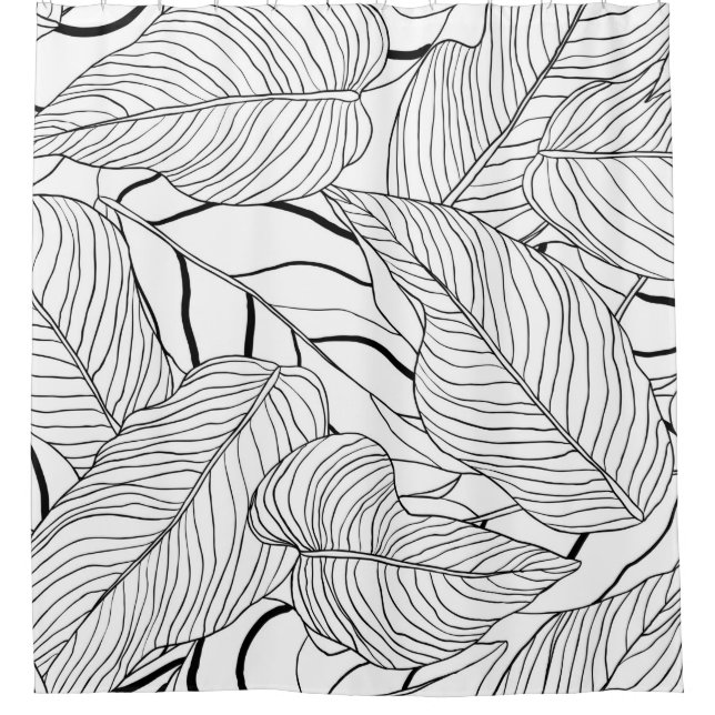 Foliage seamless pattern, long leaves line art ink (Front)