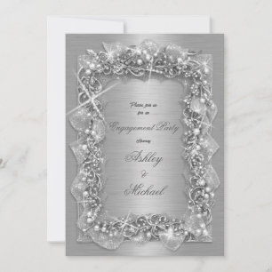 foliage silver luxury prosperity sparkling foil invitation