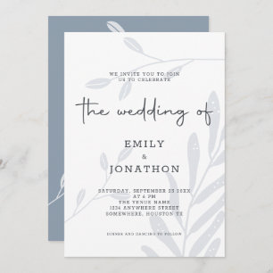 Foliage simple Dusty Blue Faire-part de mariage