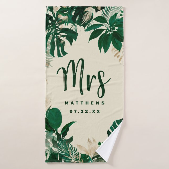 Foliage Tropical Mariage de verdure tendance Mme (Serviette de bain)