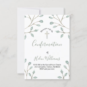 foliage watercolor decor Confirmation Invitation