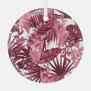 Foliage Watercolor Purple, Floral Seamless. Glass Ornament