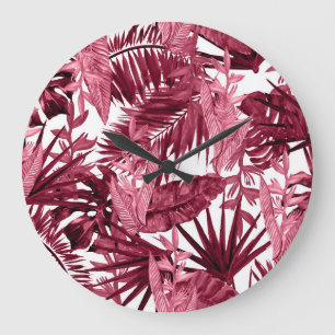 Foliage Watercolor Purple, Floral Seamless. Large Clock