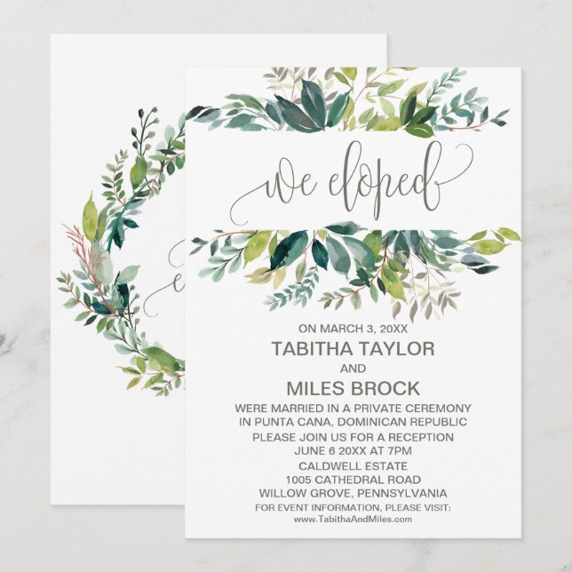 Foliage We Eloped Elopement Reception Invitation (Front/Back)