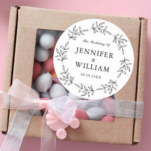 Foliage Whimsical Wedding Engagement Birthday Classic Round Sticker