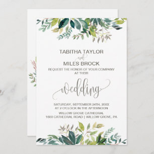 Foliage with Monogram Wreath Backing Wedding Invitation
