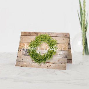 Foliage Wreath Barn Wood Season's Greetings Card