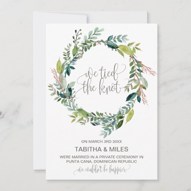 Foliage Wreath Elopement Announcement (Front)