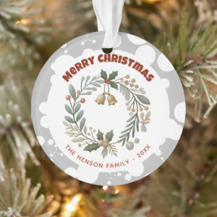 Foliage Wreath Merry Christmas Family Holiday Ornament