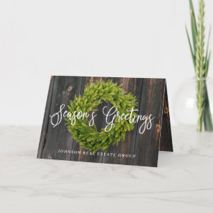 Foliage Wreath on Wood Season's Greetings Card