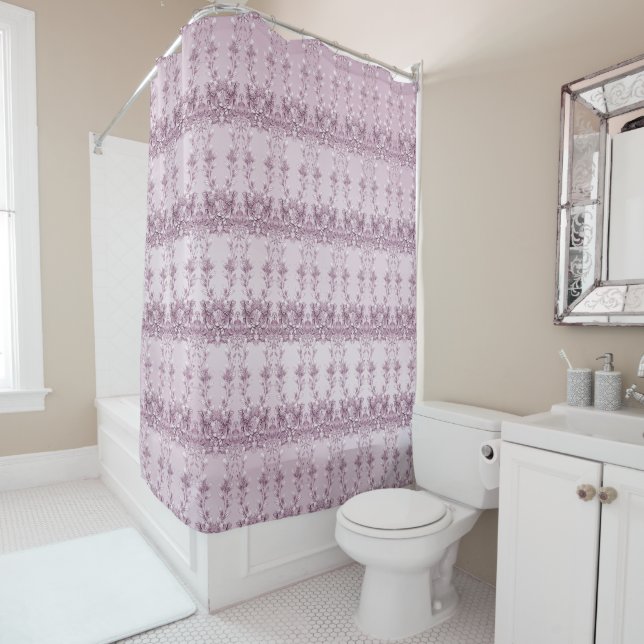 Folial rose rideau de douche (En situation)