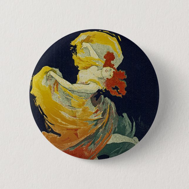 Folies Berger ~ La Loie Fuller 2 Inch Round Button (Front)