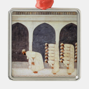 Folio.38a A Mogul prince in a mosque leading Frida Metal Ornament