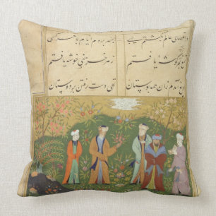 Folio 39, A garden scene, from the 'Bustan of Sa'd Throw Pillow