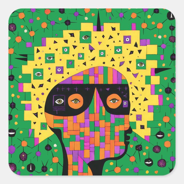 Folk 001 Nancy Square Sticker (Front)