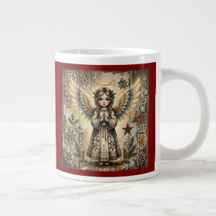 Folk Art Angel Christmas Gift Large Coffee Mug