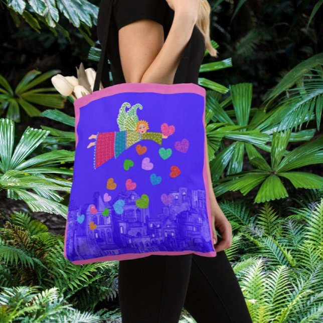 Folk Art Angel Hearts  Tote Bag (Perfect for spreading a little love while you shop!)