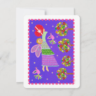 Folk Art Angel Valentine 4.5x5.5 Holiday Flat Card