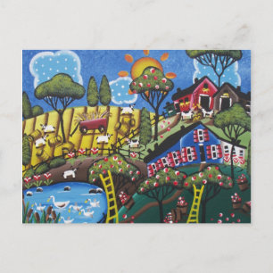 FOLK ART Apple Blossom BY LORI EVERETT Postcard