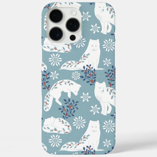 Folk Art Arctic Fox in the Snow with Holly Case-Mate iPhone Case (Back)