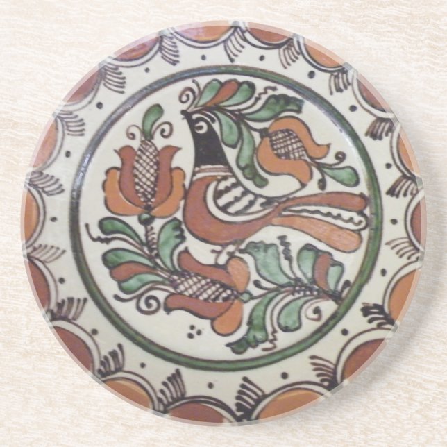 Folk Art Bird Coaster (Front)