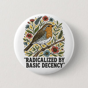 Folk Art Bird Illustration for Social Justice 2 Inch Round Button