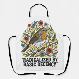 Folk Art Bird Illustration for Social Justice  Apron