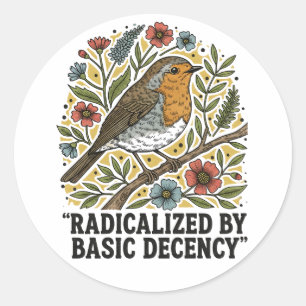 Folk Art Bird Illustration for Social Justice Classic Round Sticker