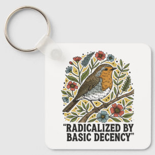 Folk Art Bird Illustration for Social Justice  Keychain