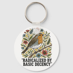 Folk Art Bird Illustration for Social Justice Keychain