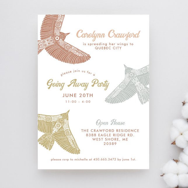 Folk Art Birds Open House Going Away Party Invitation (Creator Uploaded)