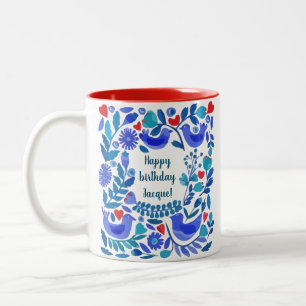 Folk Art Bluebird Personalized Mug
