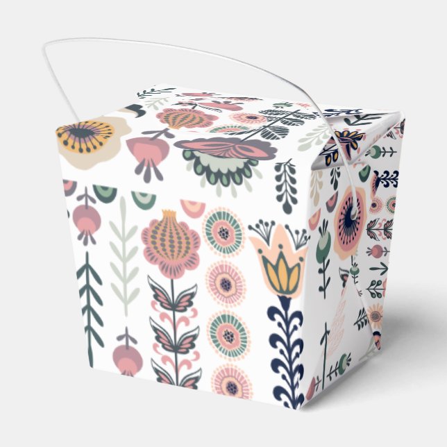 Folk Art Botanical Seamless Pattern Favor Box (Back Side)