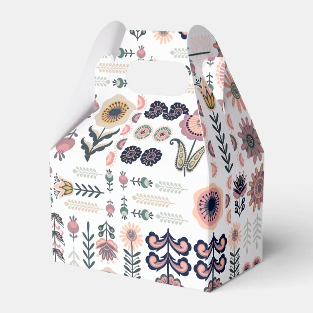 Folk Art Botanical Seamless Pattern Favor Box (Front Side)