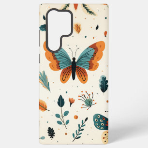 Folk Art Butterflies with Teal and Terracotta Samsung Galaxy Case