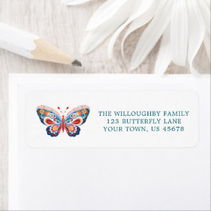 Folk Art Butterfly New Address Label