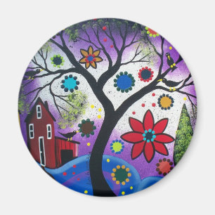 FOLK ART BY LORI EVERETT Rainbow Twilight Magnet