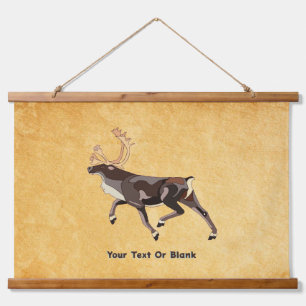 Folk Art Caribou/Reindeer Hanging Tapestry